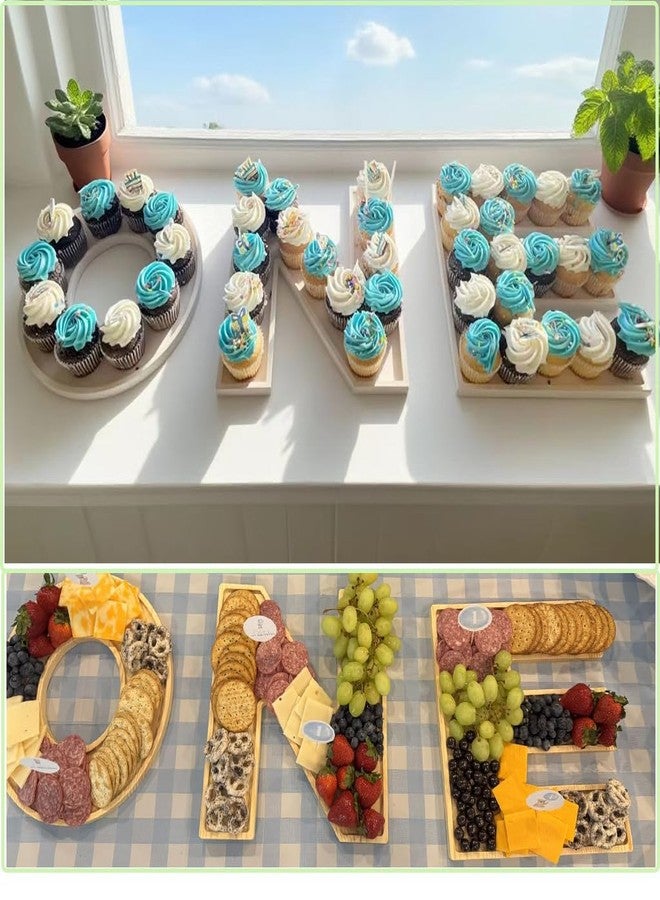 MRPAPA Baby Shower Charcuterie Letter “ONE” 3PCS Fillable Letter Trays for Food, Cupcake Chocalater Candy Wood Decorative 12 Inch Tray for 1st Birthday Baby Shower Party Food Dessert Table (ONE-Brown) - Image 3