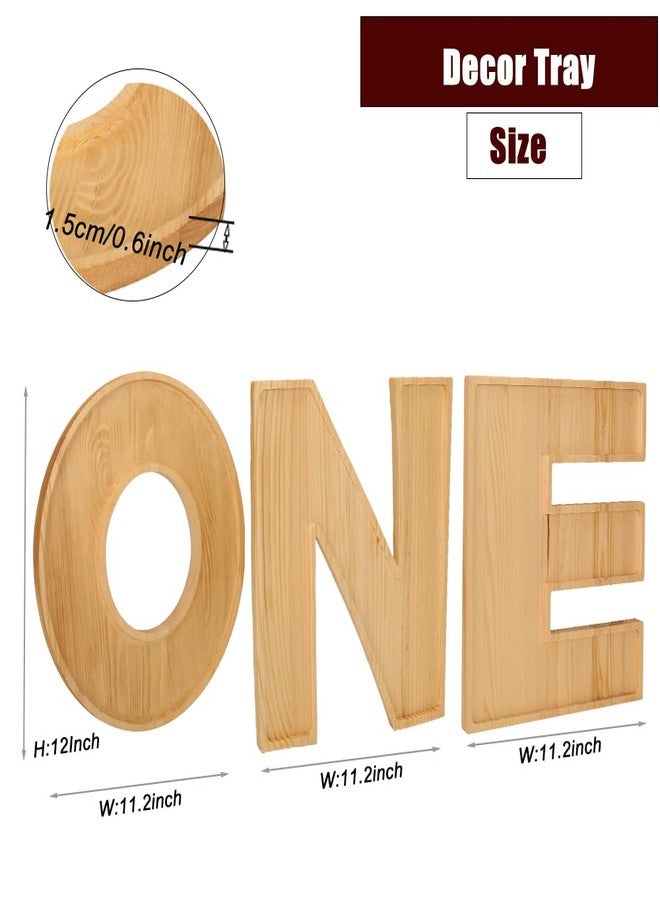 MRPAPA Baby Shower Charcuterie Letter “ONE” 3PCS Fillable Letter Trays for Food, Cupcake Chocalater Candy Wood Decorative 12 Inch Tray for 1st Birthday Baby Shower Party Food Dessert Table (ONE-Brown) - Image 4