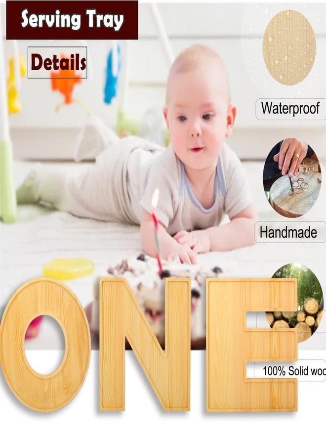 MRPAPA Baby Shower Charcuterie Letter “ONE” 3PCS Fillable Letter Trays for Food, Cupcake Chocalater Candy Wood Decorative 12 Inch Tray for 1st Birthday Baby Shower Party Food Dessert Table (ONE-Brown) - Image 2
