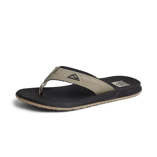 Reef Phantoms Mens Beach Flip Flop, Water Friendly, Soft and Supportive Molded Footbed, Black/Tan, 9 - Image 1