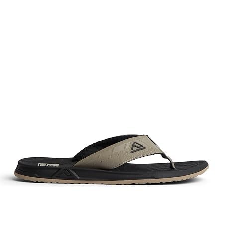 Reef Phantoms Mens Beach Flip Flop, Water Friendly, Soft and Supportive Molded Footbed, Black/Tan, 9 - Image 3