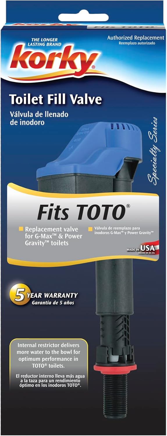 Korky 528T Replacement TOTO Toilet Fill Valve  Fits GMax and Power Gravity Toilets Easy to Install Made in USA Black - Image 2