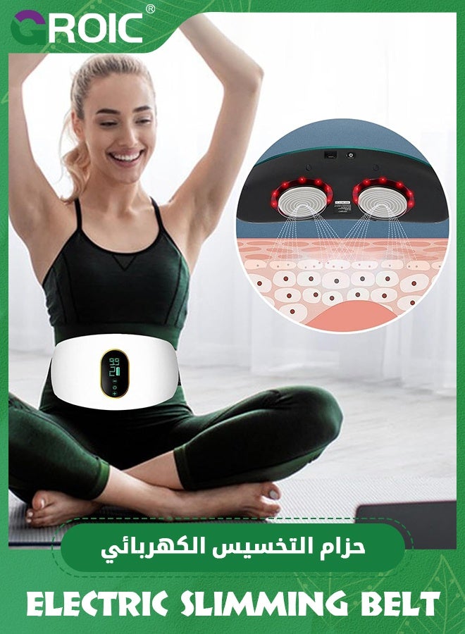 GROIC Slimming Belt, Abdominal Massager Portable Weight Loss Machine with 3 Vibration Massage Modes, Heating, Improve Blood Flow,Heating Pad for Back Pain(white) - Image 2