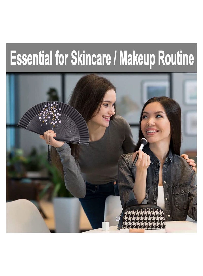 KASTWAVE Hand Held Bamboo Silk Folding Fan Hand Fan, Chinese Japanese Charming Elegant Vintage Retro Style for Dancing Cosplay Wedding Party Props Decoration and Women Ladys Girls Best Gifts (Black, 8.27 Inch) - Image 3