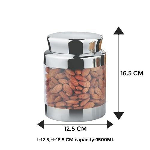 JVL Classic Canister Container for Kitchen Storage Stainless Steel(1.5 L) Storage Jar for Snack Coffee Tea Groceries CLC_3 - Image 3