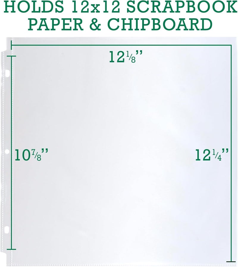 Samsill Scrapbook Refill Pages 12x12 Inch 50 Pack Fits 3 Ring Scrapbook Binders and 12x12 Photo Albums TopLoading HeavyDuty Holds 2 Pages Super Clear - Image 2