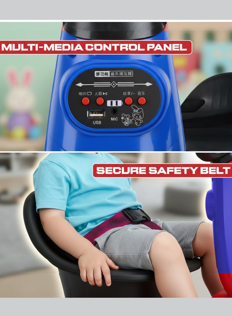 BAYBEE 4 Wheel Electric Scooter for Kids, Electric Ride on Car with 360° Rotation, Music & Led Light, | Kids Car Ride on Toy Battery Operated Car for Kids | Electric Ride on for Childrens 2+ Years Boy Girl Blue - Image 3
