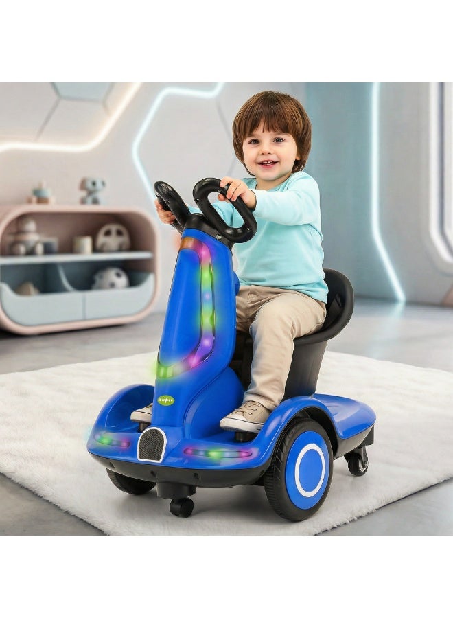 BAYBEE 4 Wheel Electric Scooter for Kids, Electric Ride on Car with 360° Rotation, Music & Led Light, | Kids Car Ride on Toy Battery Operated Car for Kids | Electric Ride on for Childrens 2+ Years Boy Girl Blue - Image 1