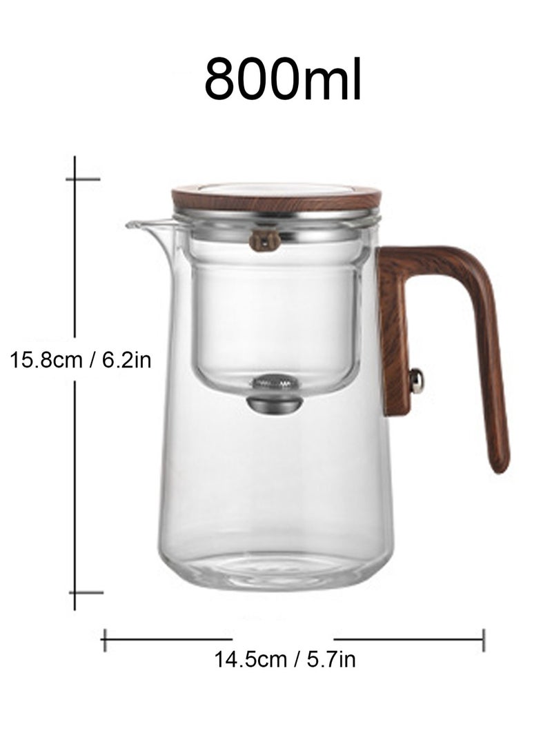 GGOOT 800ml teapot,teakettle， glass teapot, magnetic filter for easy separation of tea and water, glass tea drain, wooden handle, is the best choice for home and office use - Image 4
