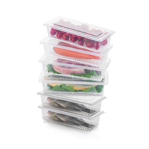 DIVAYANSHI Fridge Storage Containers (Pack Of 2), Fridge Organizer with Removable Drain Plate & Secure-Sealing Lids, Fridge Storage Boxes Keep Fruits, Vegetables Fresher, Container Box, 1500 ML - Image 1