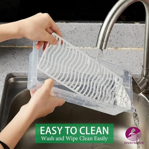 DIVAYANSHI Fridge Storage Containers (Pack Of 2), Fridge Organizer with Removable Drain Plate & Secure-Sealing Lids, Fridge Storage Boxes Keep Fruits, Vegetables Fresher, Container Box, 1500 ML - Image 4