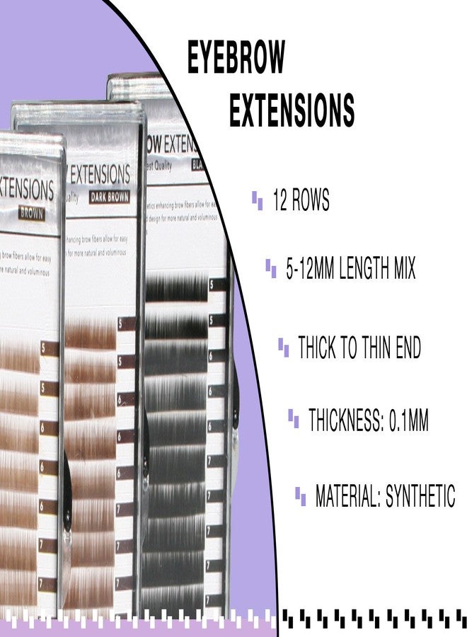 KC Republic Eyebrow Extensions Kit with 1 x Trays of Mink Eyebrows In Dark Brown, Comes on Mixed Length Trays 5-8 Mm Mix by Kc Republic - Image 2