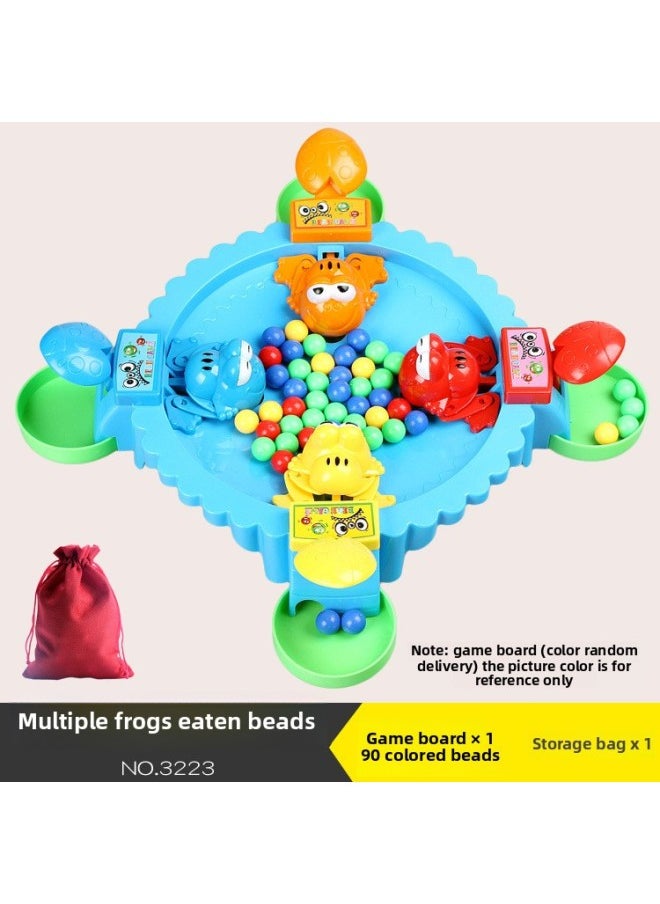 Generic - Douyin's Same Style Frog Eating Beans Double Fun Family Desktop Interactive Gluttonous Frog Grabbing Beads Educational Toy Machine-Color:Large Plate For 4 People, 96 Capsules, Large Plate With Free Bag - Image 1