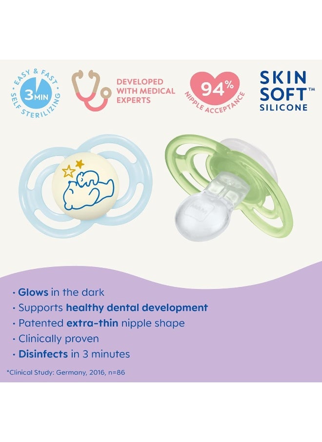 MAM MAM Perfect Night Baby Pacifier, Patented, Glows in the Dark, 2 Pack, 6-16 Months, Boy  - Image 2