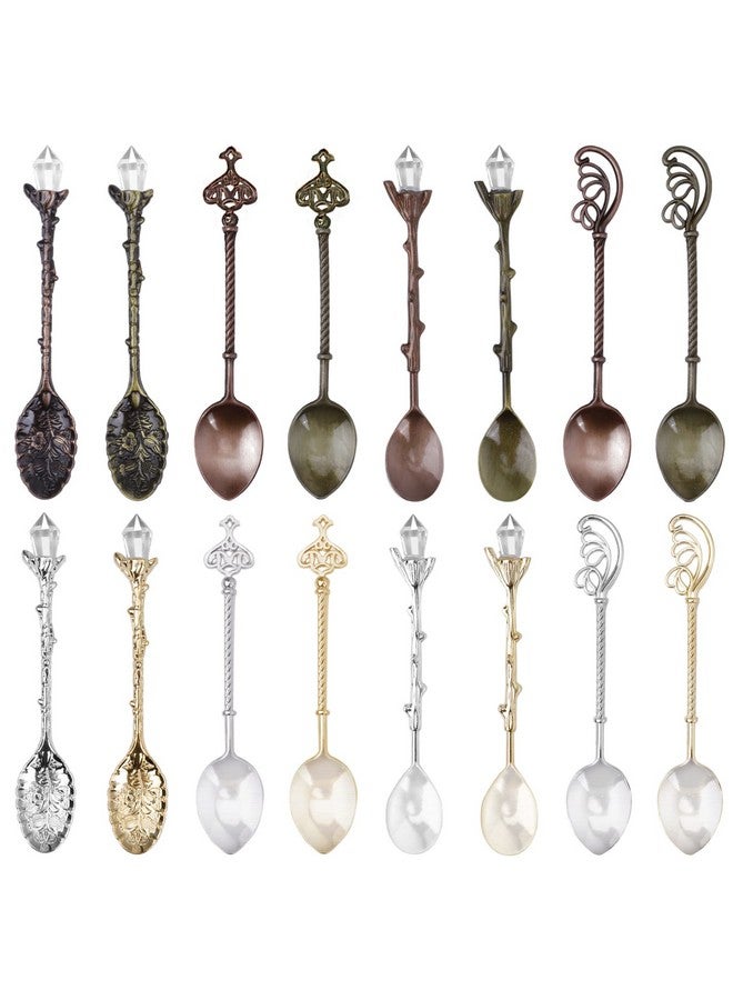 HOSTK Retro Spoons, Crystal Alloy Coffee Spoons, Vintage Carved Teaspoons, Decorative Dessert Spoons Stirring Spoon Ice Cream Spoon For Coffee Tea Cake Dessert Sugar Home Office Party Supplies(16 Pcs) - Image 1