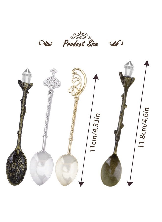HOSTK Retro Spoons, Crystal Alloy Coffee Spoons, Vintage Carved Teaspoons, Decorative Dessert Spoons Stirring Spoon Ice Cream Spoon For Coffee Tea Cake Dessert Sugar Home Office Party Supplies(16 Pcs) - Image 2