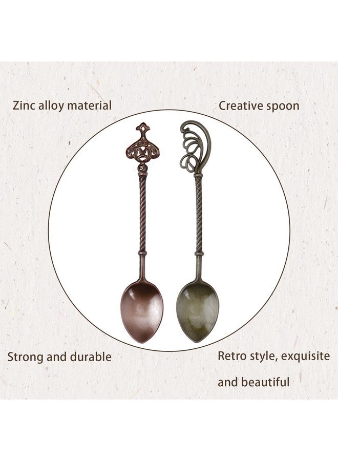 HOSTK Retro Spoons, Crystal Alloy Coffee Spoons, Vintage Carved Teaspoons, Decorative Dessert Spoons Stirring Spoon Ice Cream Spoon For Coffee Tea Cake Dessert Sugar Home Office Party Supplies(16 Pcs) - Image 4