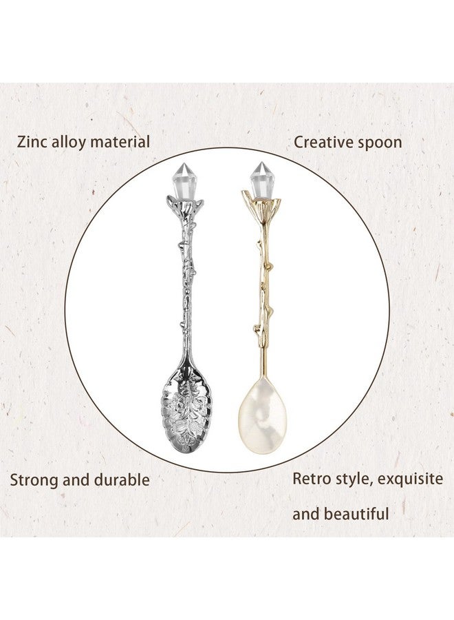 HOSTK Retro Spoons, Crystal Alloy Coffee Spoons, Vintage Carved Teaspoons, Decorative Dessert Spoons Stirring Spoon Ice Cream Spoon For Coffee Tea Cake Dessert Sugar Home Office Party Supplies(16 Pcs) - Image 3