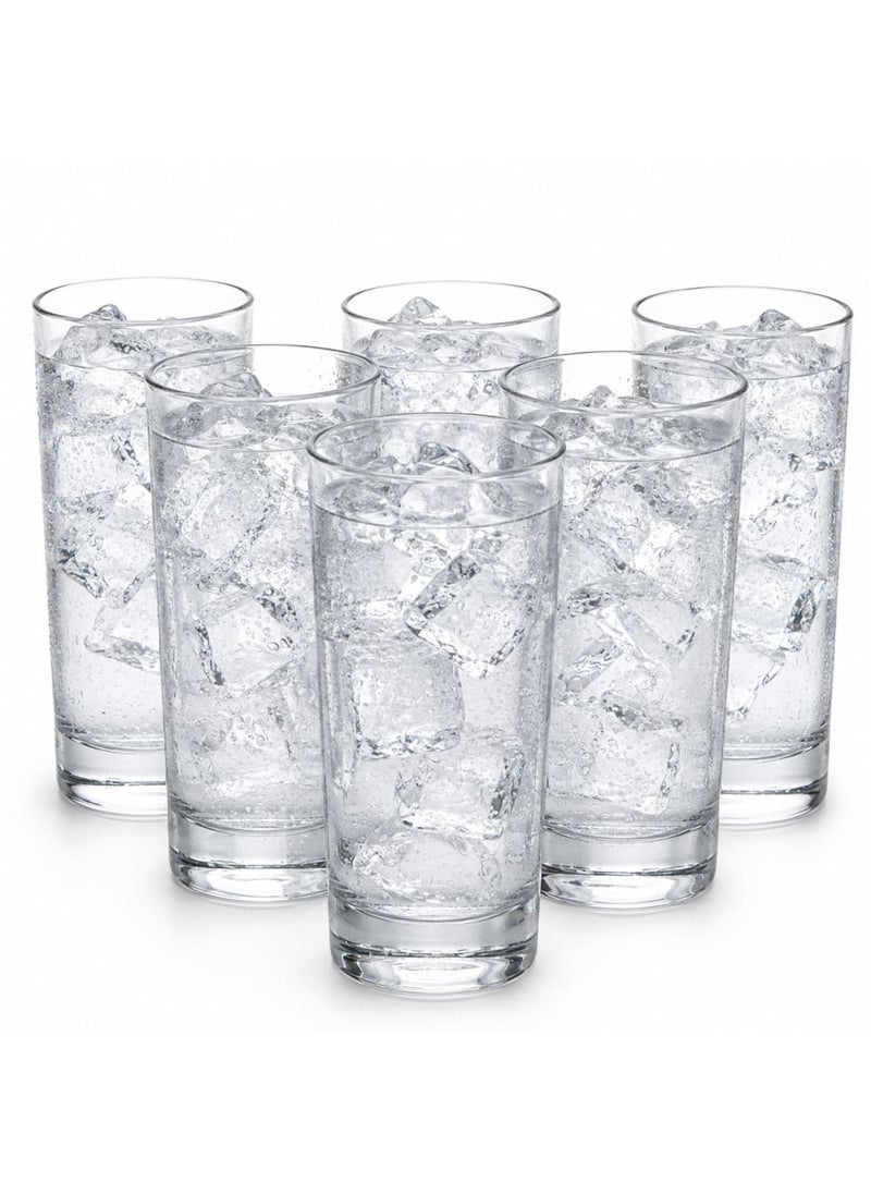 Blinkmax Set of 6 Glass Tumblers, Clear Water and Cold Beverage Cups, Balanced Design, for Hosting and Daily Use - Transparent - Image 1