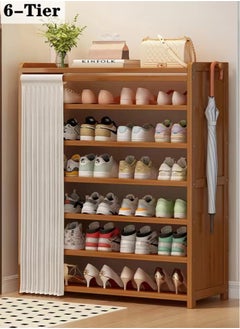 Kutis 6-Tiers Shoe Rack Assembly Shoe Rack Storage Organizer Bamboo Density Board 90x24x117 Centimeter  - Image 1