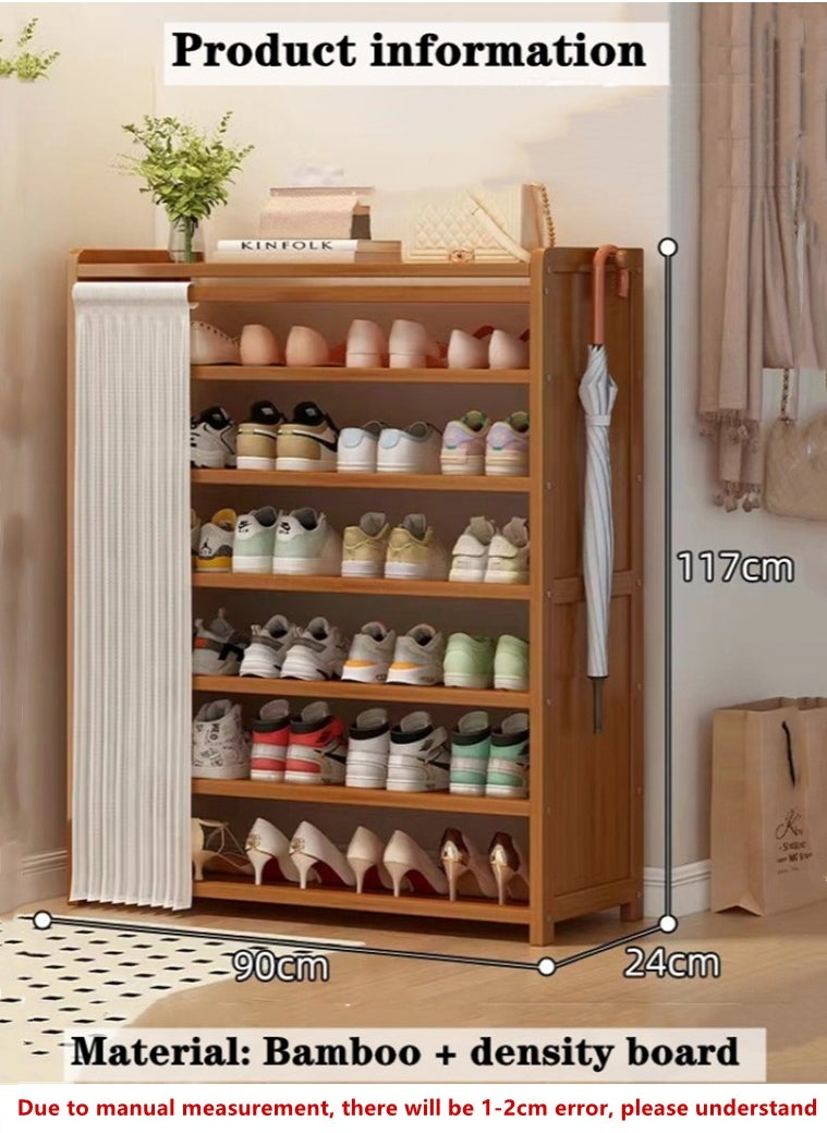 Kutis 6-Tiers Shoe Rack Assembly Shoe Rack Storage Organizer Bamboo Density Board 90x24x117 Centimeter  - Image 5