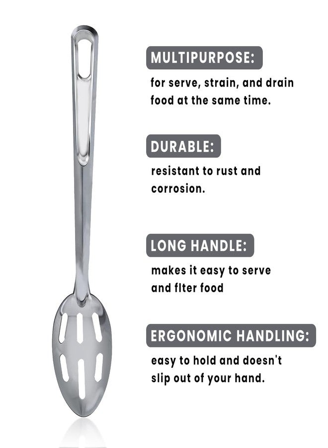 Gabrella 2 Pack Kitchen Slotted Spoon Stainless Steel, Stiring Large Spoons, 13 Inch Metal Slotted Spoon, Cooking Serving with Holes - Image 4