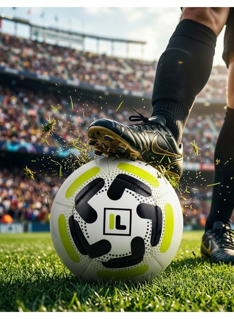 آي إل كرة قدم تدريب متينة للأطفال والكبار للاستخدام الخارجي والرياضة والتمارين والمباريات مخيطة آليًا بملمس ناعم - Image 2