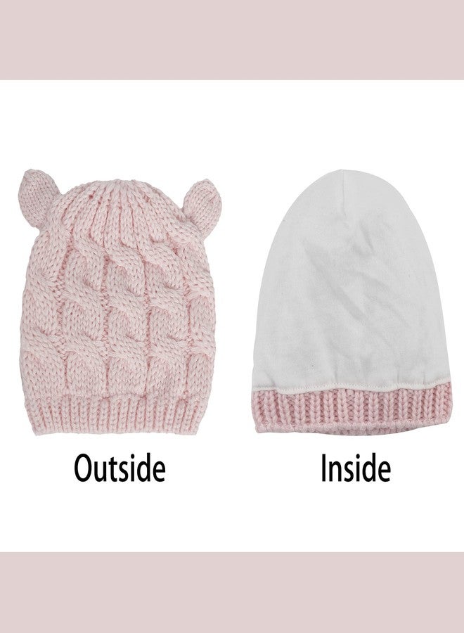 Fynnsure Baby Hat Glove Set Soft Newborn Mittens Baby Girl Boys Knitted Toddler Cap Infant Winter Beanie Mitten Sets Pink S - Image 3