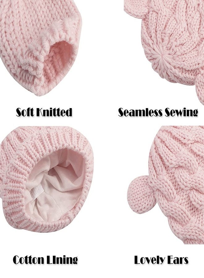 Fynnsure Baby Hat Glove Set Soft Newborn Mittens Baby Girl Boys Knitted Toddler Cap Infant Winter Beanie Mitten Sets Pink S - Image 4
