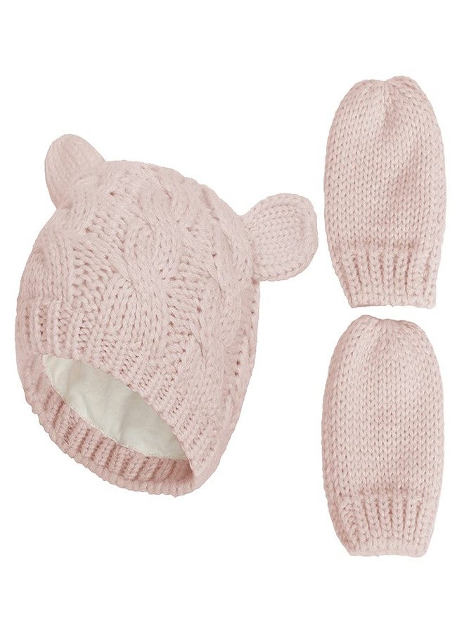 Fynnsure Baby Hat Glove Set Soft Newborn Mittens Baby Girl Boys Knitted Toddler Cap Infant Winter Beanie Mitten Sets Pink S - Image 2