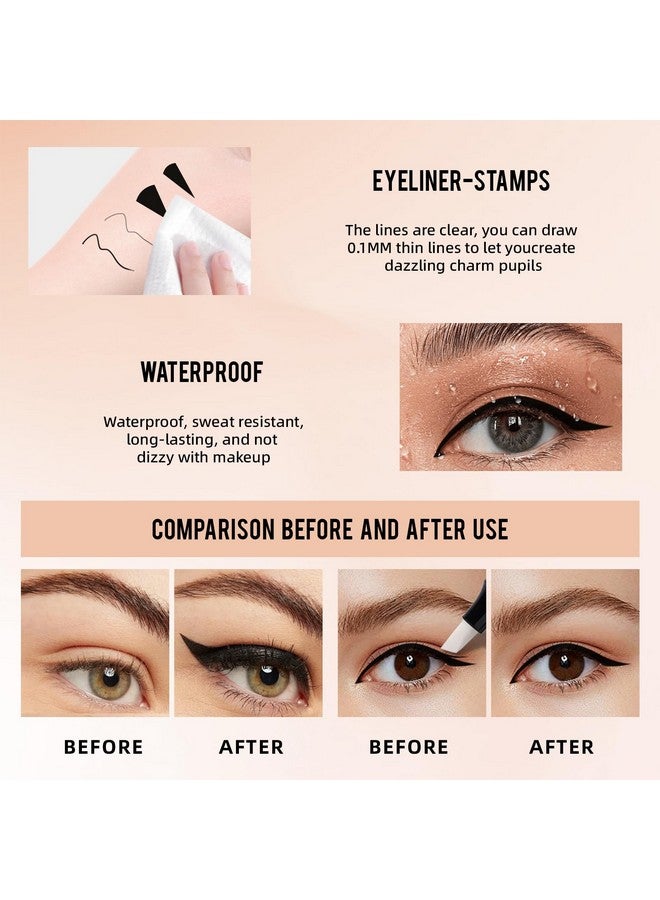 HOSAILY HOSAILY Black Eyeliner Stamp Quick Fix Makeup Cleanser Eraser Pen Set, Big Small Winged Eyeliner Stamp Cat Eye Stencil Tool, Makeup Corrector Pen for Eyeliner Lipstick Mascara with 3 Replacement Heads - Image 5