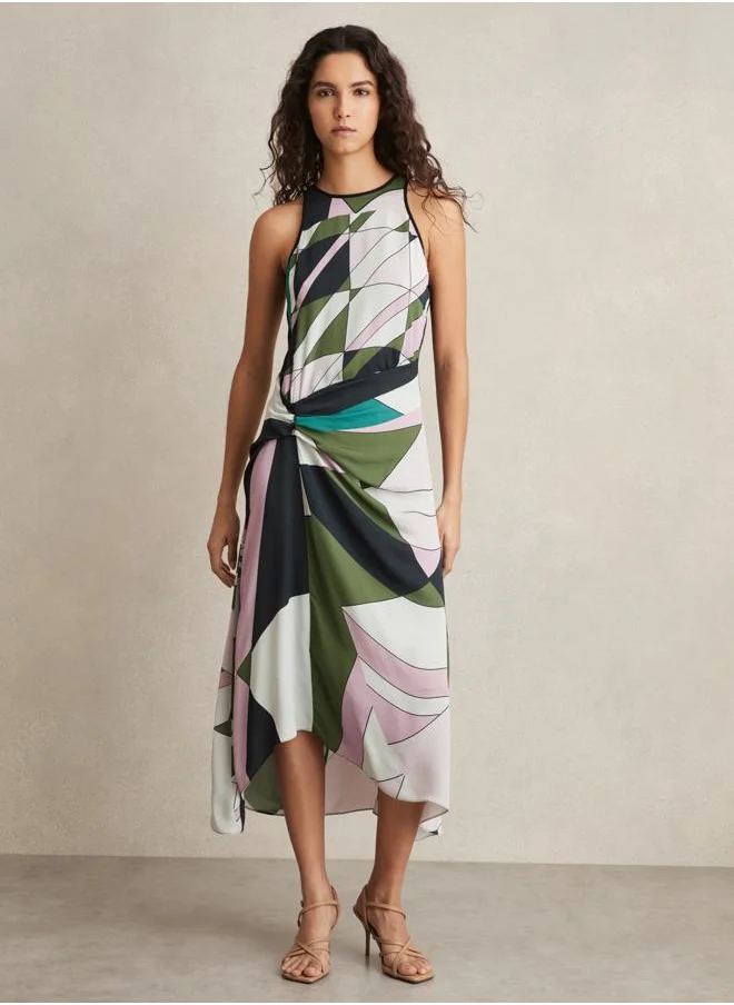 REISS Multi Blocked Printed Midi Dress