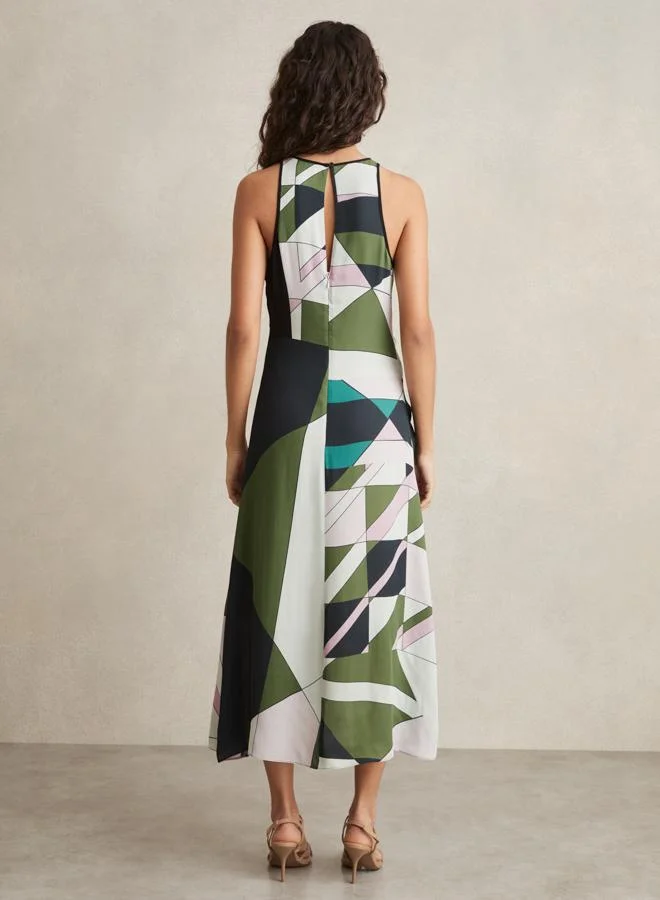 REISS Geometric Knot Midi Dress