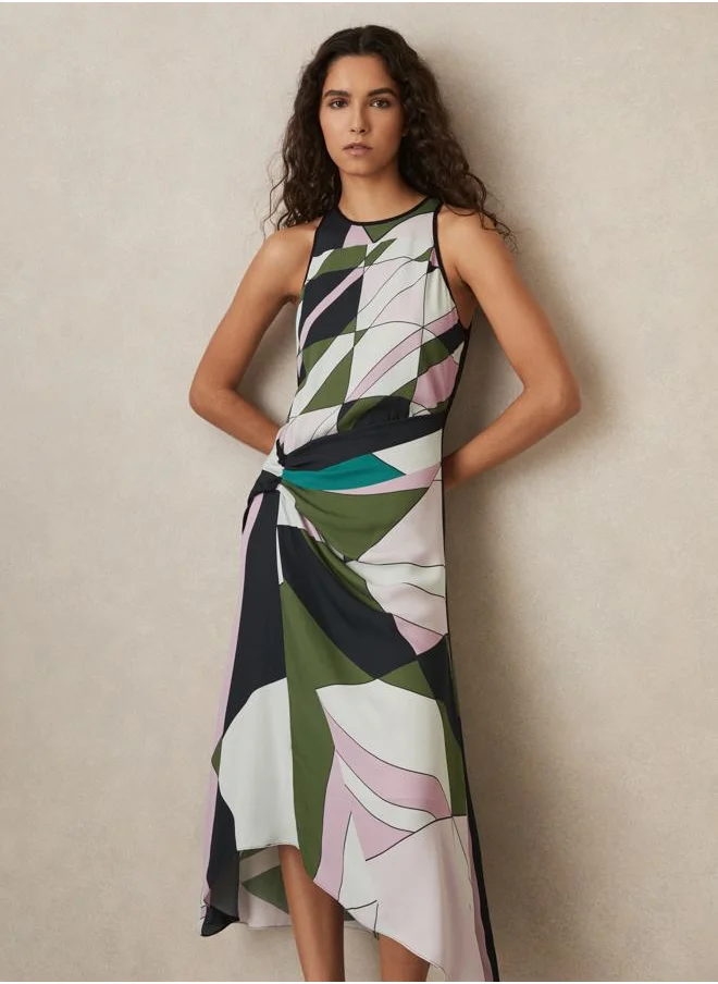 REISS Multi Blocked Printed Midi Dress