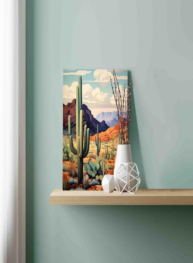 Aihonmin مجموعة رسم بالأرقام من أهيونمين ساجوارو كاكتوس 16x20 بوصة قماش DIY زيتية للأطفال والطلاب والبالغين المبتدئين مع فرش وأصباغ أكريليك - هدية صورة منظر صحراوي (بدون إطار) - Image 3