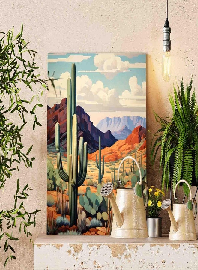 Aihonmin مجموعة رسم بالأرقام من أهيونمين ساجوارو كاكتوس 16x20 بوصة قماش DIY زيتية للأطفال والطلاب والبالغين المبتدئين مع فرش وأصباغ أكريليك - هدية صورة منظر صحراوي (بدون إطار) - Image 2