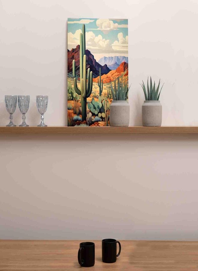 Aihonmin مجموعة رسم بالأرقام من أهيونمين ساجوارو كاكتوس 16x20 بوصة قماش DIY زيتية للأطفال والطلاب والبالغين المبتدئين مع فرش وأصباغ أكريليك - هدية صورة منظر صحراوي (بدون إطار) - Image 4