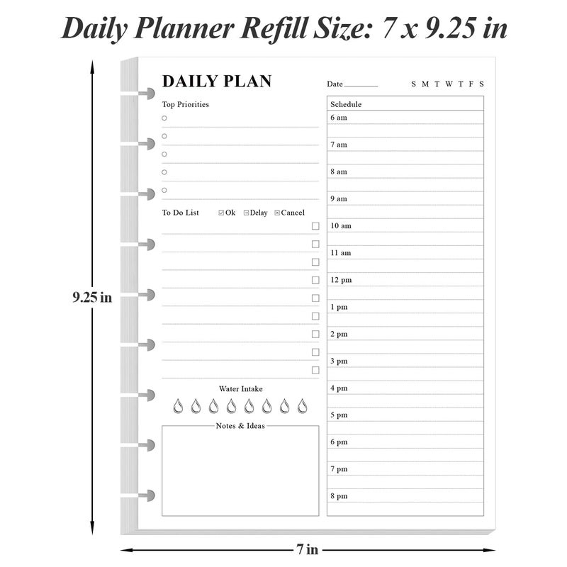 Yaridar Classic Size Discbound Daily Planner Refill Paper, 9-Disc Discbound Pre-punched Happy Planners Insert, 100Sheets/200Pages To Do List Planner Refill, 100gsm White Paper, 7" x 9.25" - Image 5