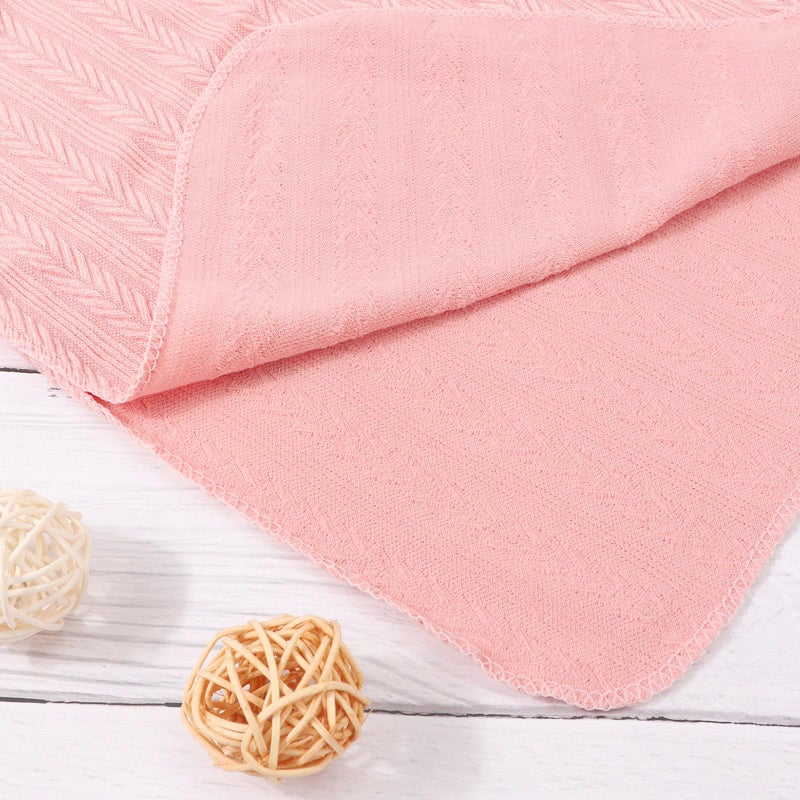 Aqokka Newborn Receiving Blanket With Bow Hat Mittens Wooden Card Set Wheat-Pattern Newborns Toddler Baby Boy Girl Nursery Swaddle Wrap - Image 3
