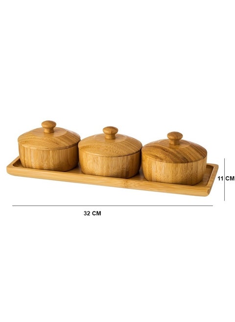 A Set Of 3 Boxes With A Base Made Of Wood For Spices And For Multiple Uses