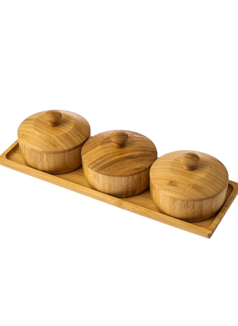 A Set Of 3 Boxes With A Base Made Of Wood For Spices And For Multiple Uses