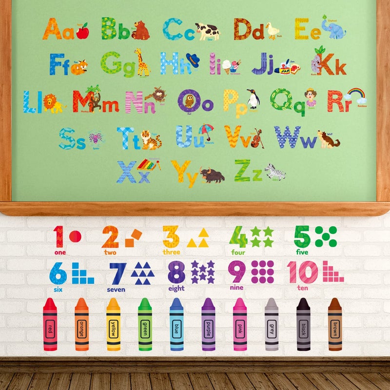DECOWALL DS-8044 Animal Alphabet Numbers Colour Decals Stickers Kids Peel and Stick Removable for Room dÃ©cor Letters ABC Classroom playroom Decorations Educational Bedroom Nursery - Image 3
