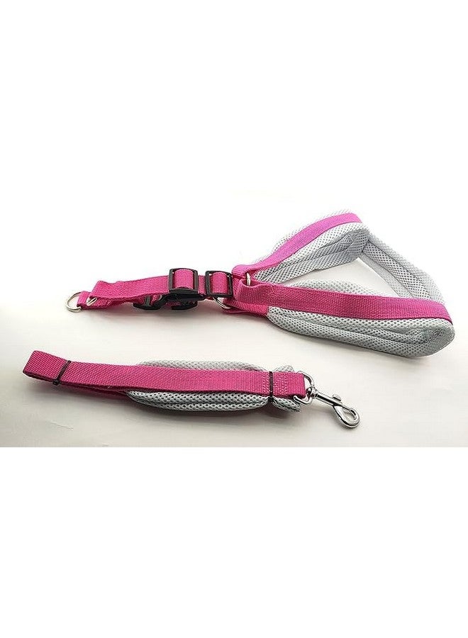 Pet Vest Harness, Adjustable 1 Inch Width Nylon Soft Padded Mesh Comfort Fit Harness For Large Breed Dogs | No Pull No Choke (Rose) - Image 4