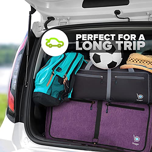Bago Foldable Duffel Bags for Traveling Women & Men - 60L Medium Packable Duffle Bag for Travel with Shoe Compartment - Water Repellant, Heavy Duty, Lightweight Folding & Collapsible (SnowDepPurple) - Image 5