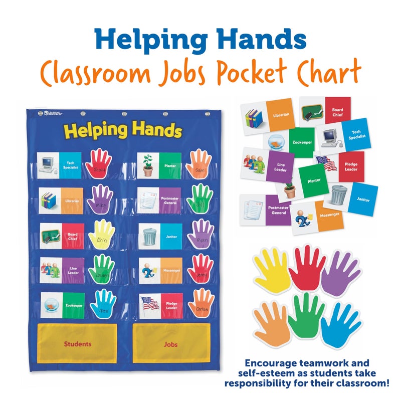 Learning Resources Helping Hands Pocket Chart, 30 Card, Classroom Organization, Teacher Accessories,Teacher Supplies for Classroom,Back to School Supplies - Image 4