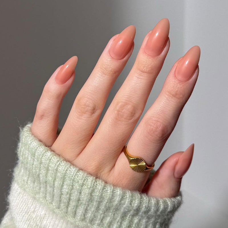 Glamnetic Press On Nails Sheer Peach Medium Almond Fake Nails Sheer Peach Pink Neutral Salon Quality 15 Sizes 30 Nail Kit Wtih Glue - Image 3