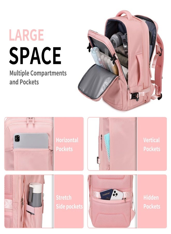 ASKSKY Women’s Expandable Travel Backpack, 25-31L Flight Approved Carry On Daypack with Laptop Compartment & Wet Pouch, Water-Resistant Overnight Bag for Short Trips, Pink - Image 5