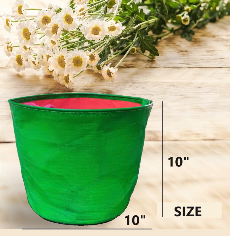 MASHKI Green Bags for Plants, HDPE Grow Bags, 10x10 Inches, Plant Bags for Home Gardening, Indoor Outdoor Use - Image 2