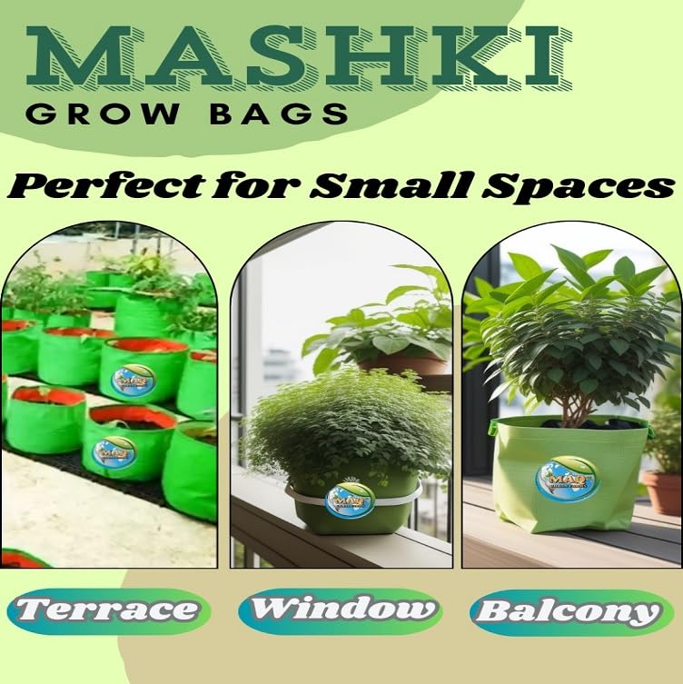 MASHKI Green Bags for Plants, HDPE Grow Bags, 10x10 Inches, Plant Bags for Home Gardening, Indoor Outdoor Use - Image 5