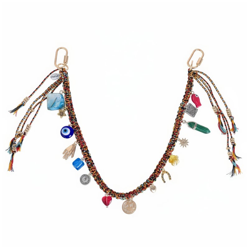 Chiorgone Evil Eye Bag Charm for Women - Multi-Charm Braided Keychain Handbag Purse Backpack Accessory - Image 1